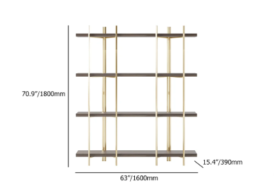 Aurore Display Shelf – Natural Wood & Gold Metal Frame