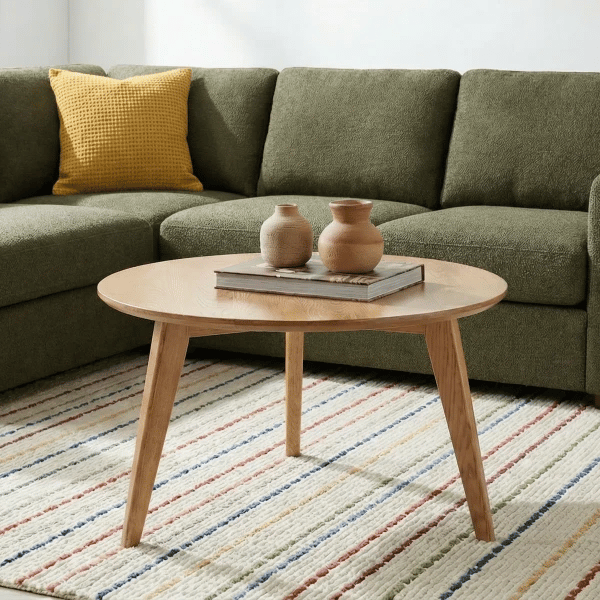 صورة Oaklo Round Coffee Table – Natural Wood