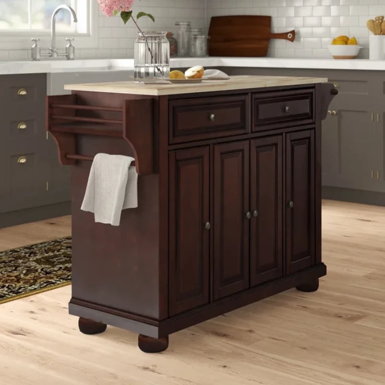 Talya Wide Rolling Kitchen Island