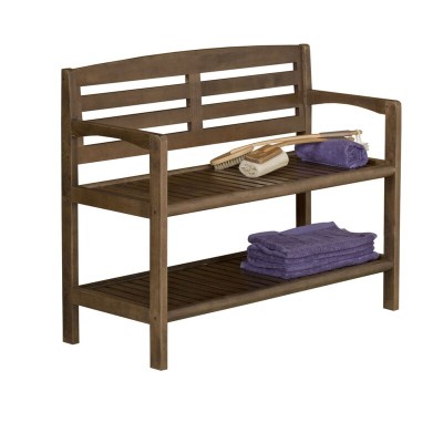 Kitia Solid Wood Shelves Storage Bench