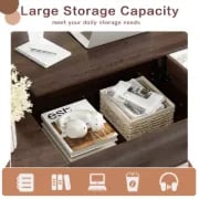 صورة ڤينتو طاولة قهوة مستطيلة بسطح قابل للرفع – خشب طبيعي