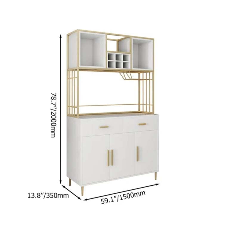 Aurelia Modern Bar Cabinet – Natural Wood Storage with Gold Accents
