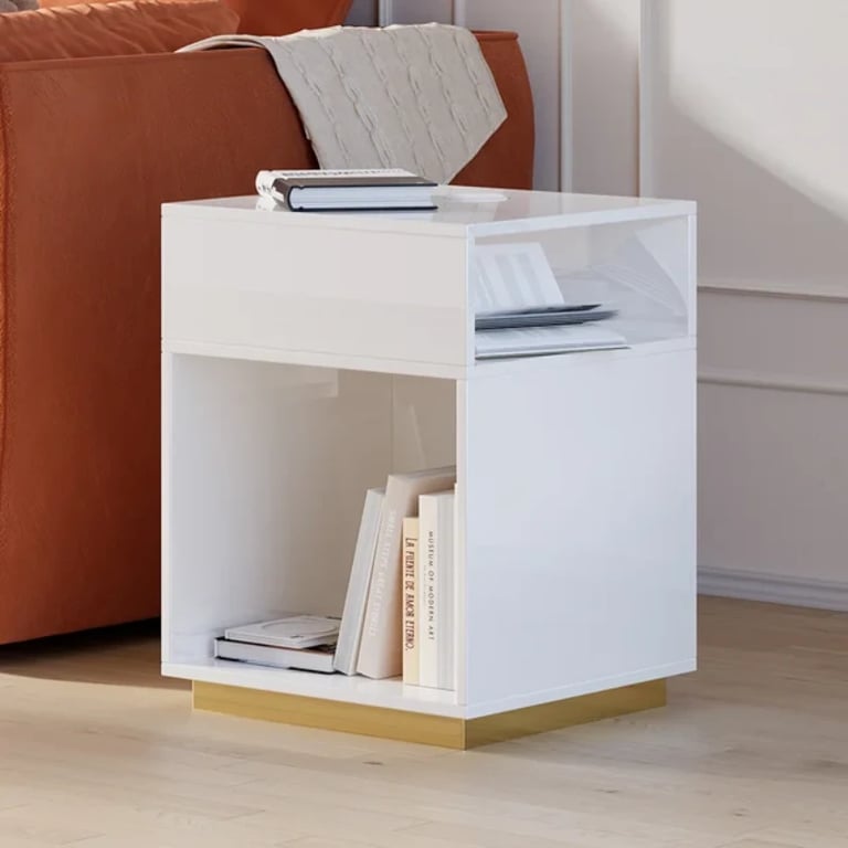 صورة طاولة جانبية حديثة مورديل مع مساحة تخزين مفتوحة