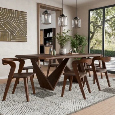 Virel Dining Set – Sculptural Natural Wood Design