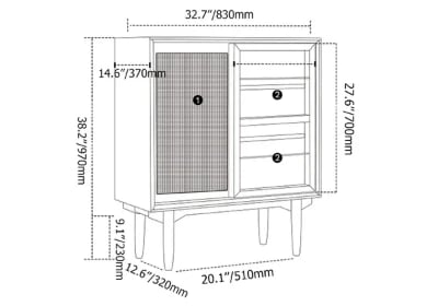 Patrick Storage Cabinet Natural Wood with Rattan