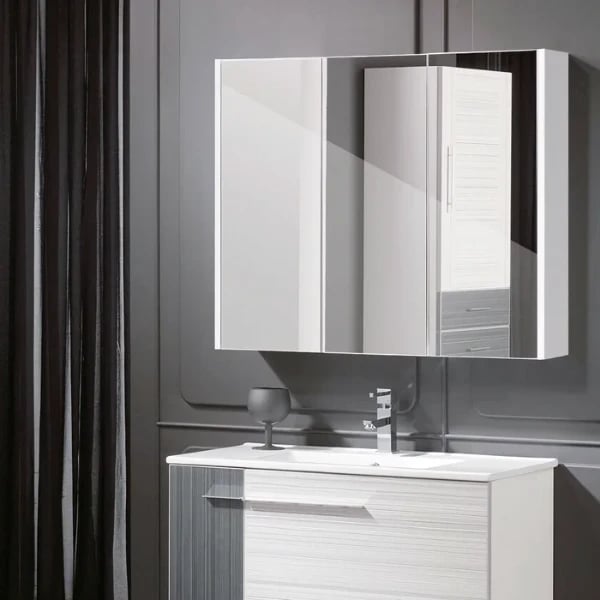 Romer Surface Mount Frameless 3 Door Medicine Cabinet with 6 Adjustable Shelves