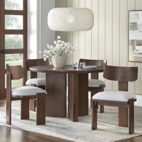 Calma Round Dining Set – Natural Wood