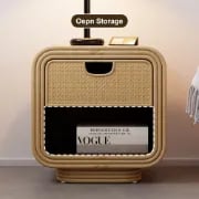 صورة طاولة غرفة نوم راتان مع خشب طبيعي - دمنال