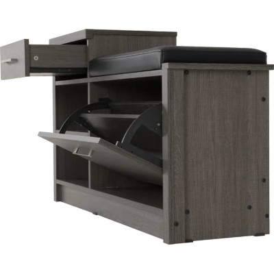 صورة چيرال مقعد تخزين أسود - جلد طبيعي