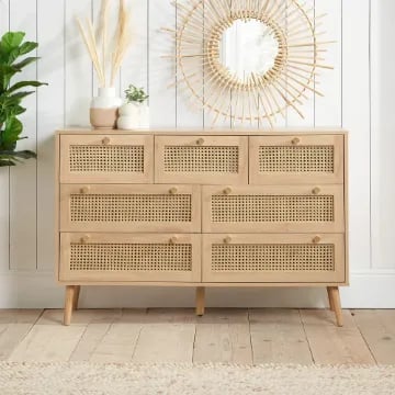 Avenya – Natural Rattan & Wood 6-Drawer Chest