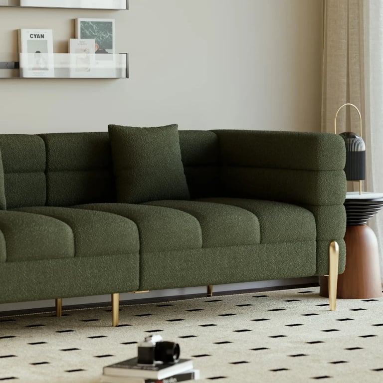 Verdi Sofa Set – Two Sofas in Modern Design made of Natural Wood with Gold Legs