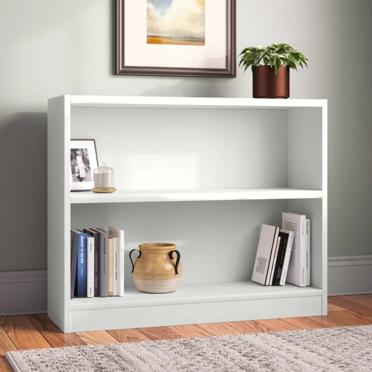 Paulica White Low Bookshelf – Natural Wood