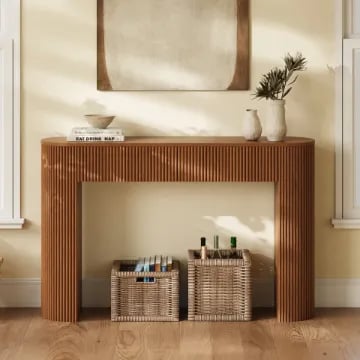 Linea Fluted Console Table – Natural Wood