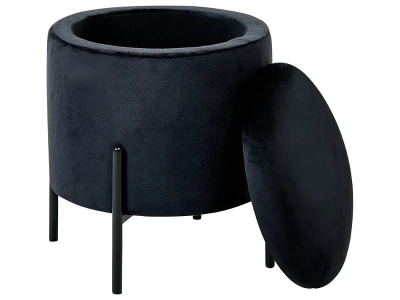 Ventro - Round Velvet Stool with Metal Legs