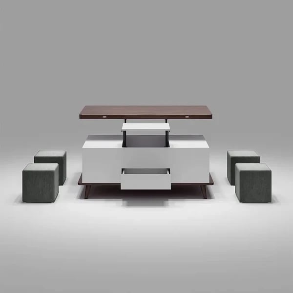 صورة سميلا ترابيزة قهوة خشب طبيعي متعددة الاستخدام - 5 قطع