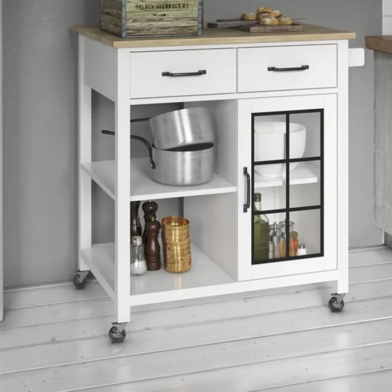 Plippi Wood Rolling Kitchen Cart