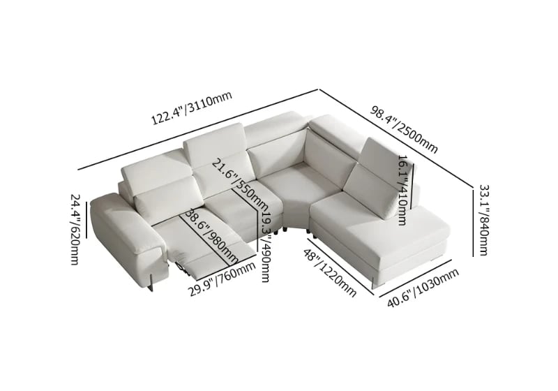 Picture of Burley Natural Wood L-Shaped Sectional – Adjustable Backrests