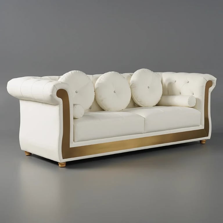 Picture of Delora Luxe Harmony Sofa – White with Gold Accents