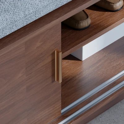 Elara – Natural Wood Storage Bench with Cushioned Seat