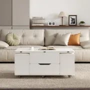 Picture of Landro  Natural Wood  Coffee Table with Drawers
