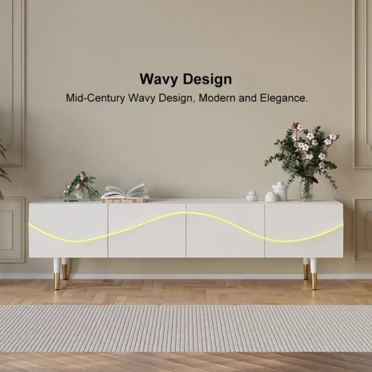 Picture of Auric Classic Natural Wood TV Stand – 4 Drawers & Open Shelves