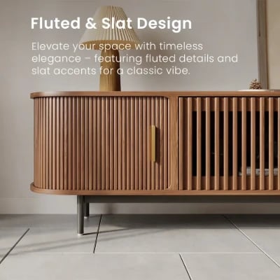 Valeno – Practical TV Unit – Natural Wood with Metal Legs