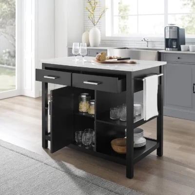 Flury Small Kitchen Island with storage