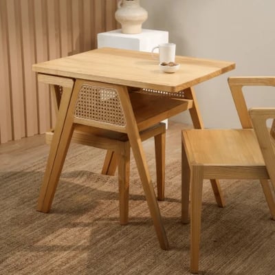 Picture of Navo Natural Wood Dining Set – Woven Backrest