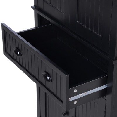 Kity Kitchen Pantry Cabinet – Natural Wood with Dark Modern Finish