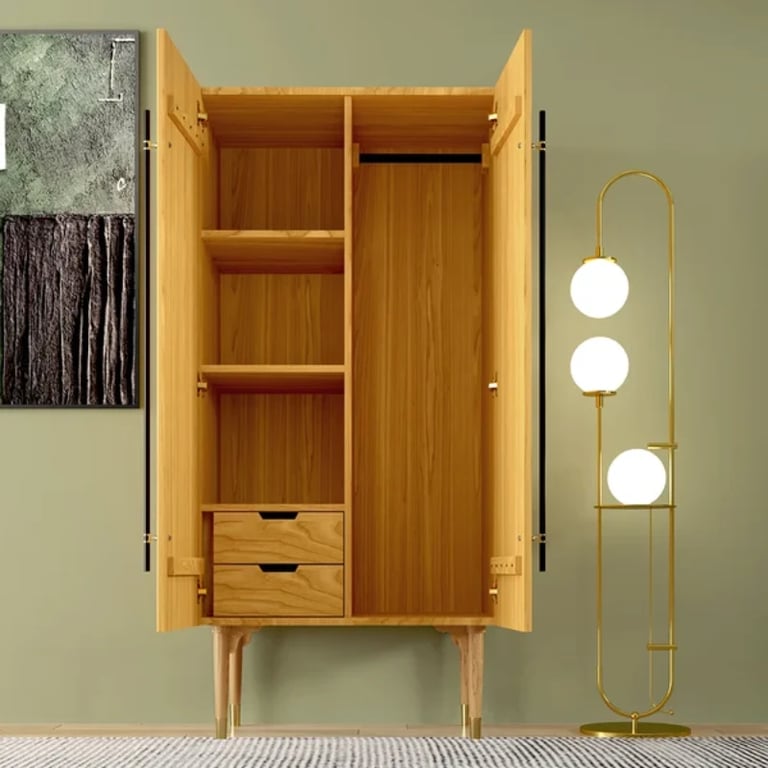 Picture of Levie Natural wood Wardrobe with 2 doors
