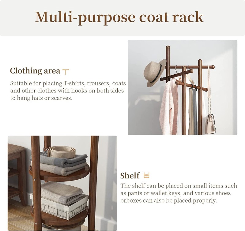 صورة آنتيك شماعة ستاند - خشب طبيعي