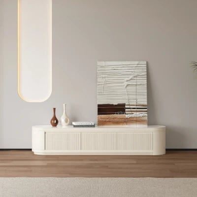 Levanto Set – Extendable TV Unit and Coffee Table with Marble-Effect Top