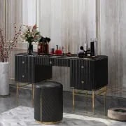 Vanity Dressing Table – Marble-Effect Top with Gold Legs