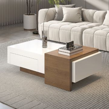 Picture of Crova Natural Wood Coffee Table-Sliding Storga