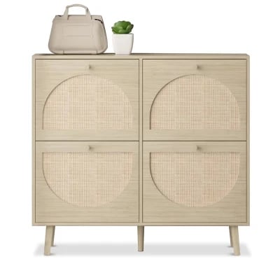 Picture of Orbital Shoe Storage - Natural wood with Rattan