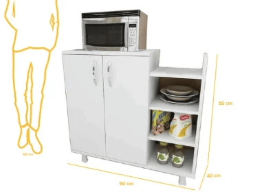 صورة Nerlo Microwave Cabinet – Double Doors with Side Open Shelves
