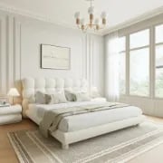 Picture of Cloudelle Natural Wood Upholstered Bed –  with Soft Curves