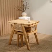 Picture of Navo Natural Wood Dining Set – Woven Backrest