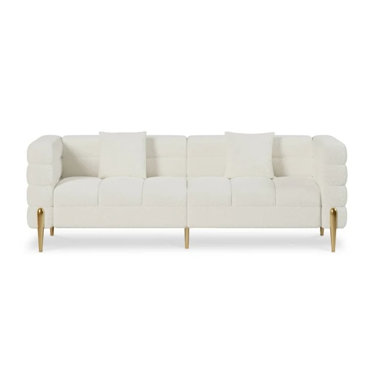 Lumière Sofa Set – 3-Seater Sofa & 2 Armchairs with Golden Metal Legs