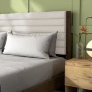 Picture of Serene Natural Wood Bed – Tufted Headboard