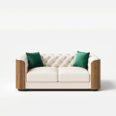Montclair – Luxury Sofa Set with Two Sofas and an Armchair in Natural Wood Accents