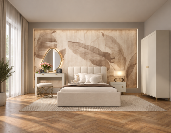 Picture of Liora Bedroom Set – Upholstered Headboard & Vanity