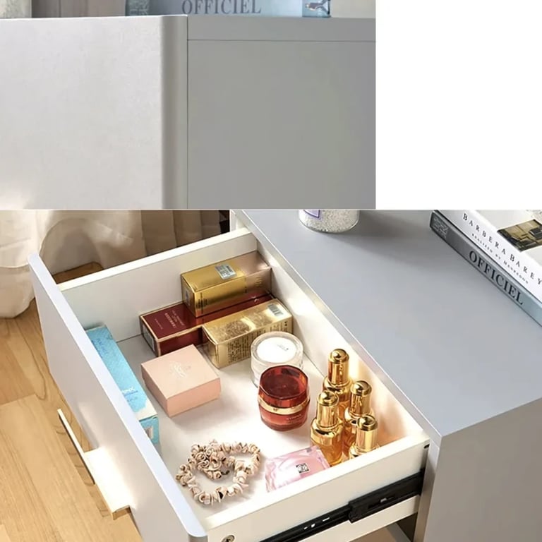 Picture of Grayish White Nightstand Modern 2-Drawer
