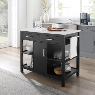 Flury Small Kitchen Island with storage