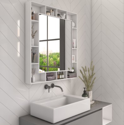 Picture of Gogcha – Natural Wood Bathroom Mirror with Storage Shelves