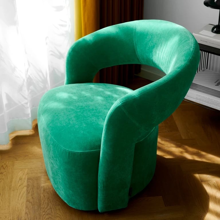 Picture of Patchie Patchwork Accent Chair – Soft Upholstery with Natural Wood Base