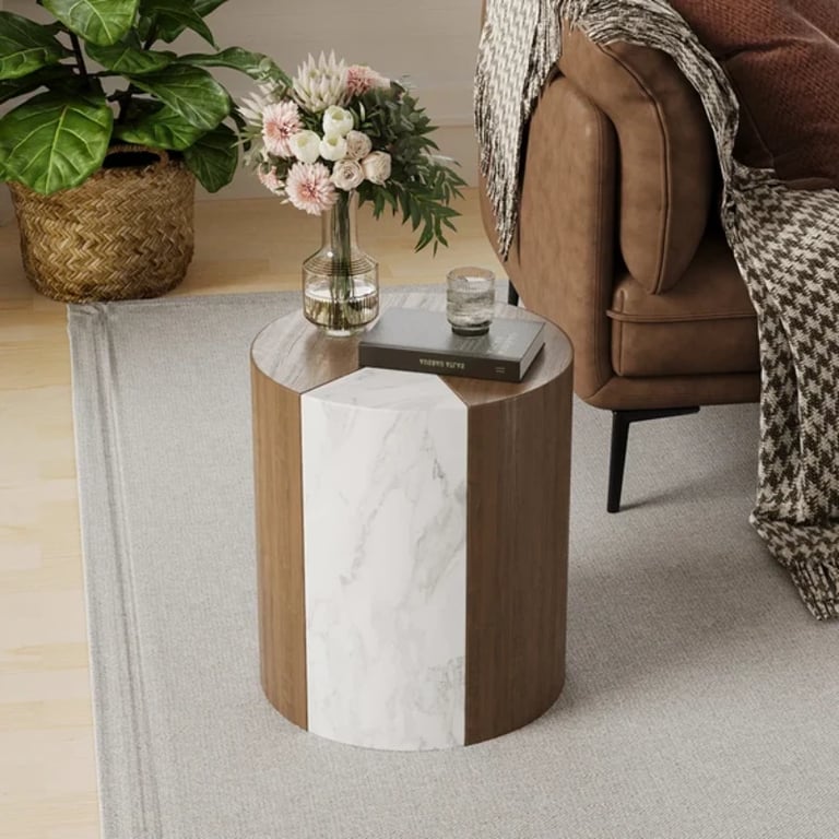 صورة طاولة خشب طبيعى مع بديل رخام مودرن  - سيمينا