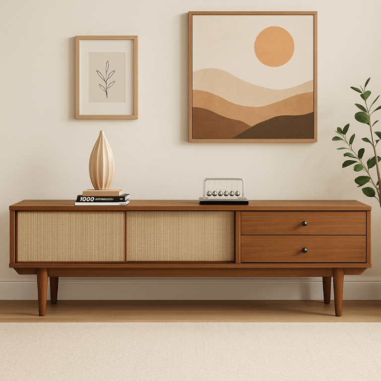 Picture of Caria – Rattan & Natural Wood TV Stand with Drawers