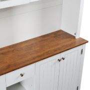 Dodwle Dining Hutch Classic Storage Cabinet with Glass Doors - Natural Wood