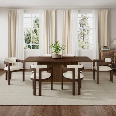 Aurex – Elegant Dining Set | Natural Wood with Golden Accents